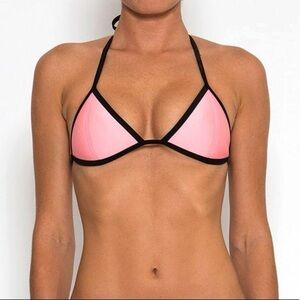 Triangl Swimwear Chloe Bikini Top California Coral scuba neoprene neon halter